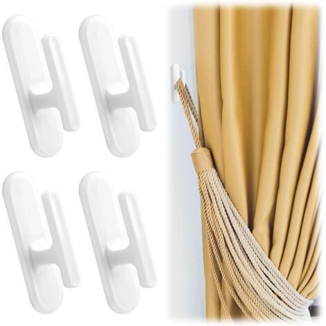 4PCS Embrasse pour Rideaux Adhésives Crochet pour Rideaux sans Perçage Plastique à Fixer Au Mur Embrasses De Rideaux De Fenêtre pour Cordon Aveugle La Maison, Le Bureau, Les Stores