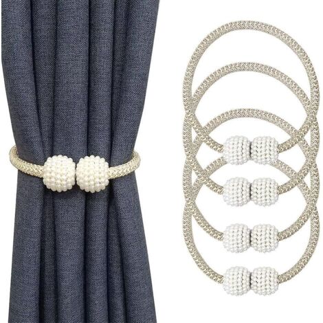4pcs-embrasses Pour Rideaux,attache Rideau Aimante,embrasses Rideaux Dcoratives Avec Corde Et Boule D'embrasse Magntique Pour La Maison, Le Bureau