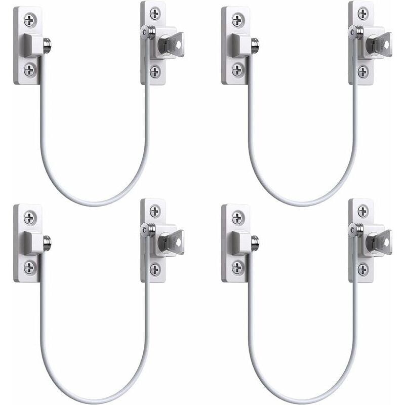 SNQ - 4pcs Entrebâilleur Fenêtre Porte Restricteur de Porte de Fenêtre Verrou Fenetre upvc Verrouillage de Limite Verrou de Sécurité Câble Serrure de