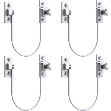 4pcs Entrebâilleur Fenêtre Porte Restricteur de Porte de Fenêtre Verrou Fenetre UPVC Verrouillage de Limite Verrou de Sécurité Câble Serrure de Limite Avec Clé et Vis