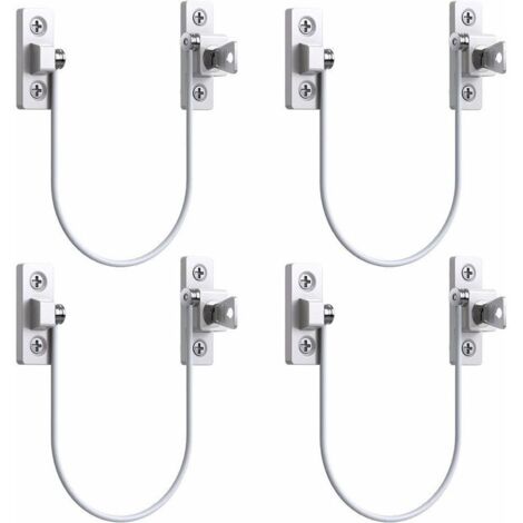 4pcs Entrebâilleur Fenêtre Porte Restricteur de Porte de Fenêtre Verrou Fenetre UPVC Verrouillage de Limite Verrou de Sécurité Câble Serrure de Limite Avec Clé et Vis