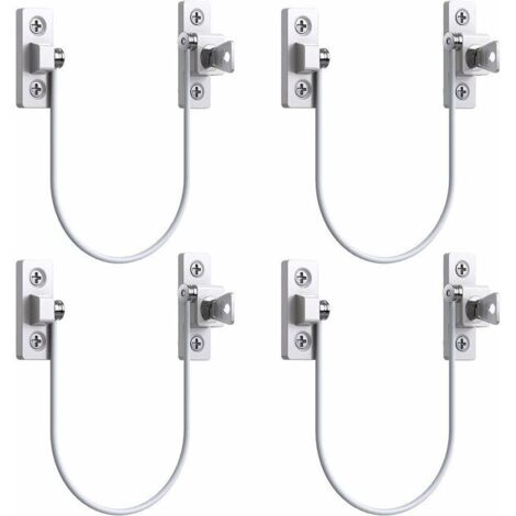 4pcs Entrebâilleur Fenêtre Porte Restricteur de Porte de Fenêtre Verrou Fenetre UPVC Verrouillage de Limite Verrou de Sécurité Câble Serrure de Limite Avec Clé et Vis--