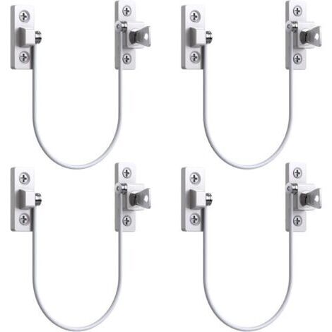 4pcs Entrebâilleur Fenêtre Porte Restricteur de Porte de Fenêtre Verrou Fenetre UPVC Verrouillage de Limite Verrou de Sécurité Câble Serrure de Limite Avec Clé et Vis