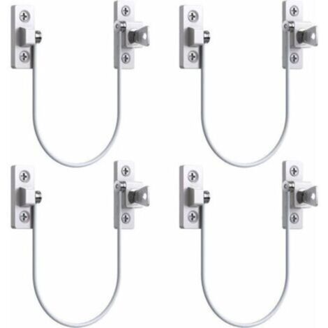 4pcs Entrebâilleur Fenêtre Porte Restricteur de Porte de Fenêtre Verrou Fenetre UPVC Verrouillage de Limite Verrou de Sécurité Câble Serrure de Limite Avec Clé et Vis--