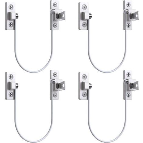 4pcs Entrebâilleur Fenêtre Porte Restricteur de Porte de Fenêtre Verrou UPVC Verrouillage de Limite Sécurité Câble Serrure de Limite Avec Clé et Vis
