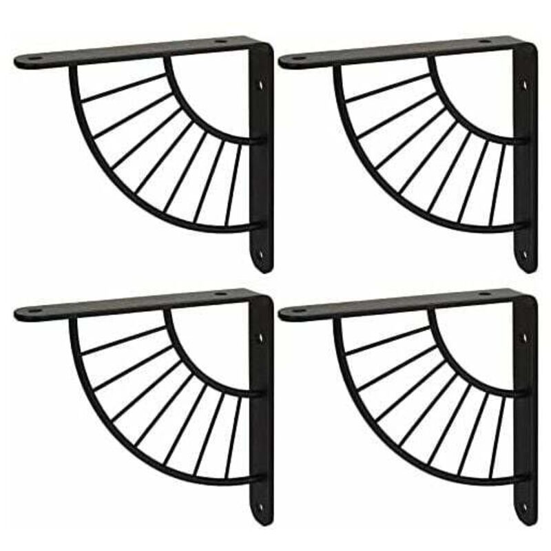 4PCS Equerre Etagere Pour Murale Noire 150×150MM Robuste Equerre Metal Etagere Support Etagere Mural Fixation pour Etagere Murale - Charge Maximale
