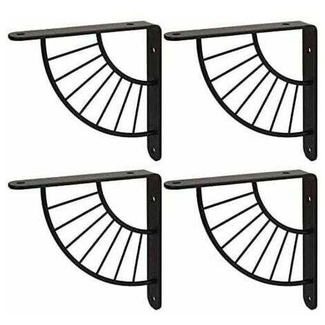 4PCS Equerre Etagere Pour Murale Noire 150×150MM Robuste Equerre Metal Etagere Support Etagere Mural Fixation pour Etagere Murale - Charge Maximale 50KG