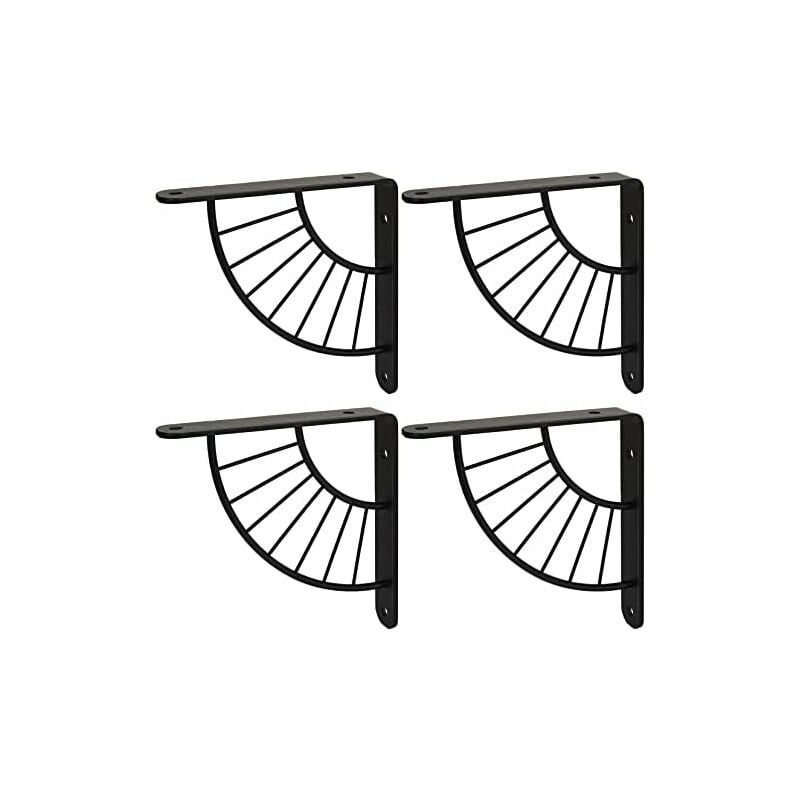 Fei Yu - 4PCS Equerre Etagere Pour Murale Noire 150×150MM Robuste Equerre Metal Etagere Support Etagere Mural Fixation pour Etagere Murale - Charge