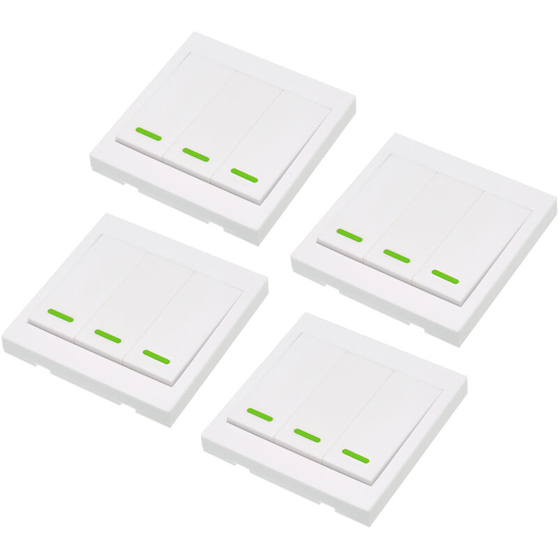 

4PCS eWeLink Boton pulsador Interruptor de luz de pared Control remoto 3 Gang 86 Tipo Panel de interruptor de encendido / apagado 433MHz Transmisor