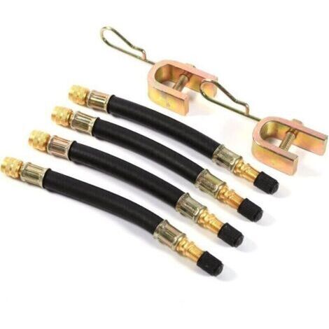 4pcs Extension Valve de Pneu et 2pcs Pinces, Longueur 15cm, Pneu Valve Rallonge, Pneu Valve de Adaptateur, Air Pneu Valve Extension, pour Pneu de Camion, Bus et Remorque
