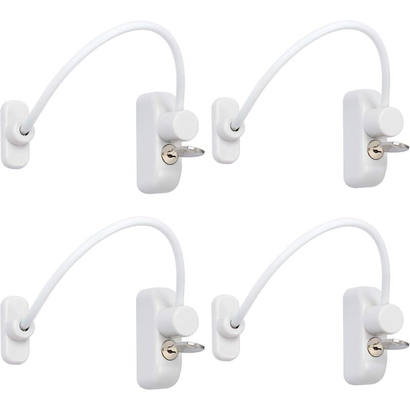 Einemgeld - 4pcs Fenêtre Entrebâilleur de Porte Verrouillage Porte Coulissante Bébé Sécurité Enfant Verrou de Sécurité Câble Catch Fils avec Clé en