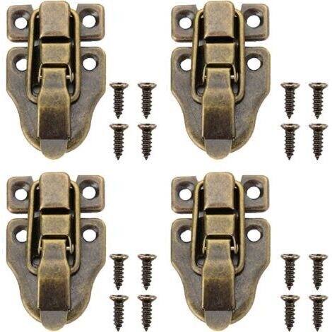 4Pcs Fermoirs pour Boite en Bois, Rétro Loquet de Fermeture Malle et Coffre, avec Vis,Loquet Boîtes Petite Taille Rétro Fermoir pour Boîte à Bijoux,Coffrets,Valises