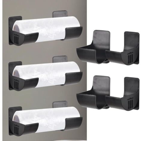 4Pcs Film Alimentaire Support Rangement Porte. Organisateur de Papier Aluminium. Boîte Rangement Murale en Plastique. Distributeur de Sacs Poubelle pour Armoire. Salle de Bains. Réfrigérateur