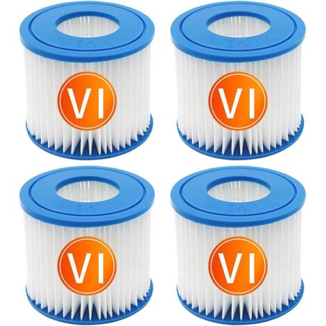 4pcs Filtres de Cartouche de Spa pour Best-Way, Cartouche de Filtre de Rechange Taille VI Compatible avec Lay-Z-Spa, Miami, Vegas, Palm Springs, Paris Monaco