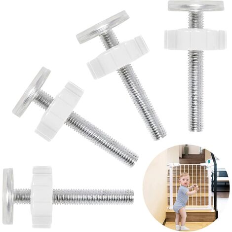 4pcs Fixation par Pression pour la Barrières d’escaliers et de Portes Barrière de Bébé M10 Fixation de la Barrière de Sécurité pour Bébé Tiges Pression, Blanc Ternel