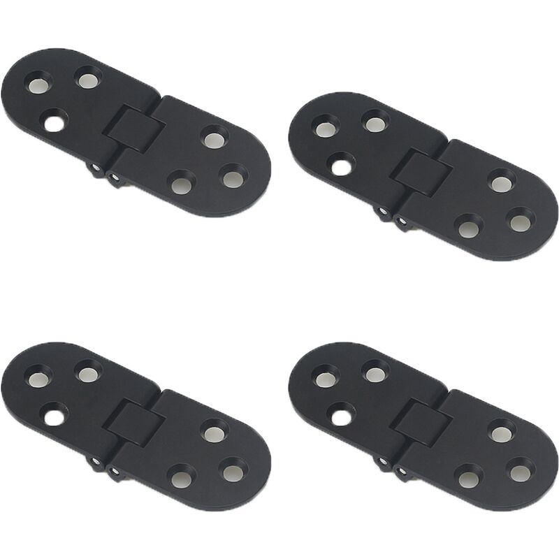 Cyslmuk - 4pcs Folding Table Hinges Zinc Alloy Cabinet Door Hinges, Black, Round Edge Furniture Door Hinges with Screws, Suitable for Tables, Office