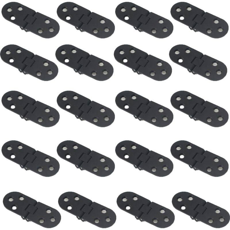 Cyslmuk - 10pcs Folding Table Hinges Zinc Alloy Cabinet Door Hinges, Black, Round Edge Furniture Door Hinges with Screws, Suitable for Tables, Office
