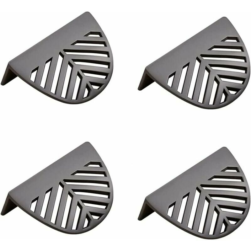 4pcs Forme des Feuilles Cabinet Pulls Laiton Doré Poignées De Meubles De Cuisine Porte De Cuivre Tirettes De Tiroir-Noir