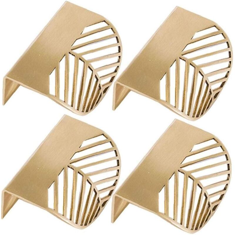 4pcs Forme des feuilles d'or en laiton Cabinet Poignées de meubles de cuisine Poignées Poignée de porte en cuivre tiroir tirettes