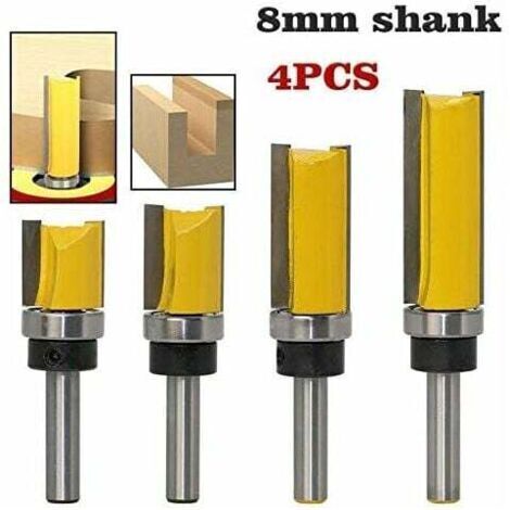 4PCS Fraise à copier, Routeur de Fraise à Bois queue 8mm lame 38mm en Acier Allié Haute Qualité pour travail du bois Massif/Panneau de Particules