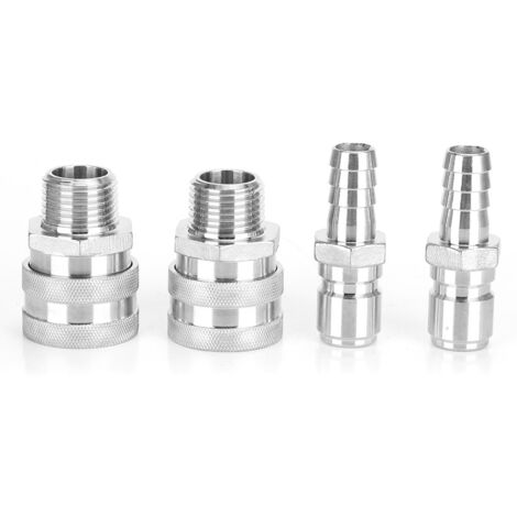 4pcs G1/2in Thread Stainless Steel Quick Connector Adapter Fitting for Home Beer Brewing