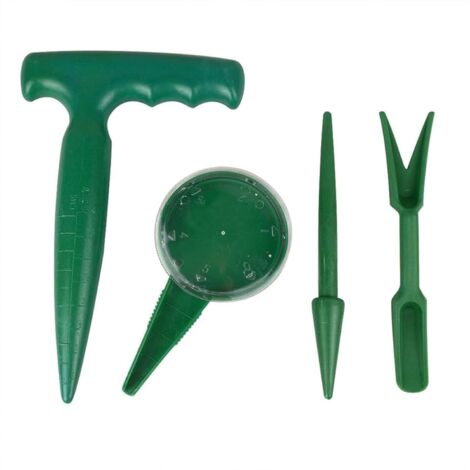 4pcs Gardening Tool Planter, Plastic, Garden Tool, Seed Dispenser, Transplanter, Sower Planter Perforator Green Seedling, for Propagation Planting Set
