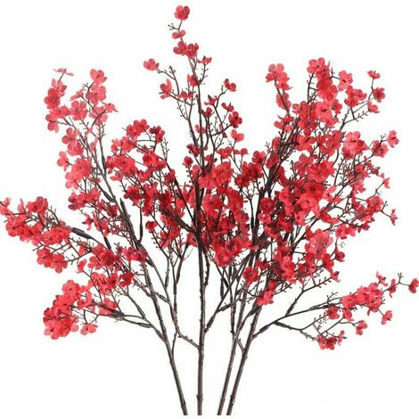 4pcs Gypsophila Bouquet di fiori artificiali Rosso Pianta artificiale Decorazione di nozze Festa di famiglia Disposizione dei fiori Natale Ringraziamento Halloween