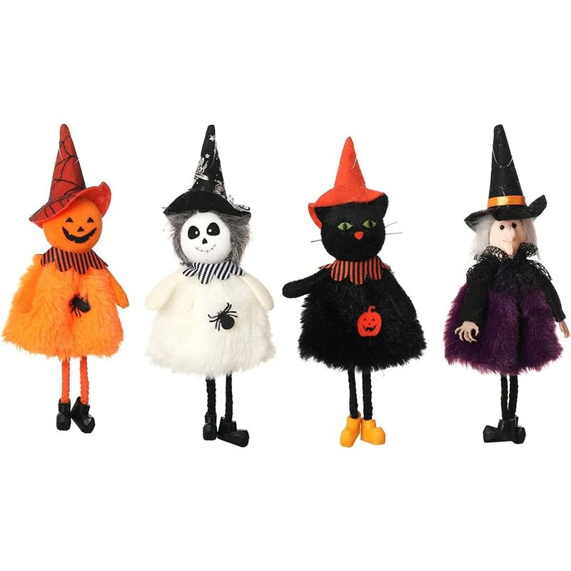 4pcs Halloween Witch Pumpkin Plush Toy Cartoons Pumpkin Witch Pendant Stuffed Toy Holiday Gift 19CM
