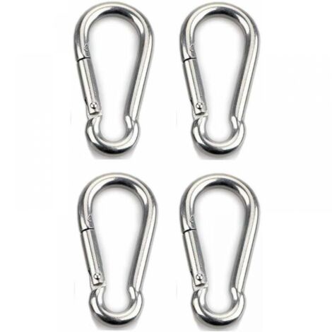 4pcs Heavy Duty Carabiner Clip Sports Locking Dogs Swing Hammock 304 Stainless Steel 6mm Thickness