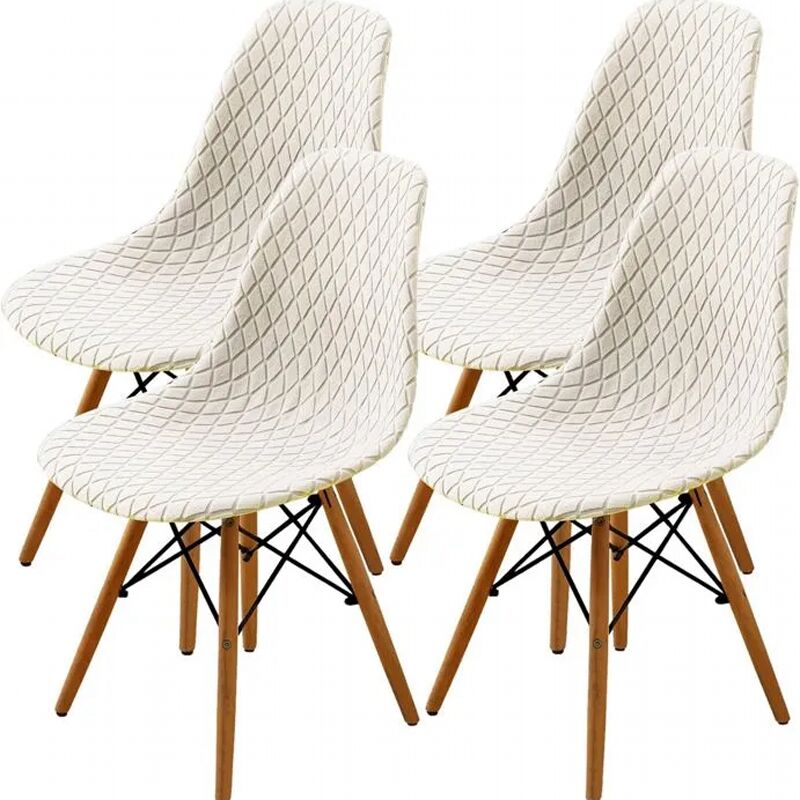 4Pcs Housse de Chaise Scandinaves, Extensible Housse de Chaise de Salle à Manger, Jacquard de Diamant - Beige