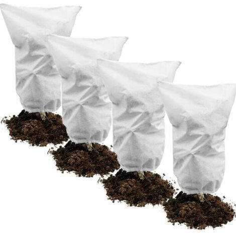 4pcs Housse de Protection pour Plantes, 70g/m² 60cm x 80cm Housse Hivernage Plante for Protection antigel Perméable, Coupe-Vent, Froid, Chaud et Anti-Insectes - Blanc