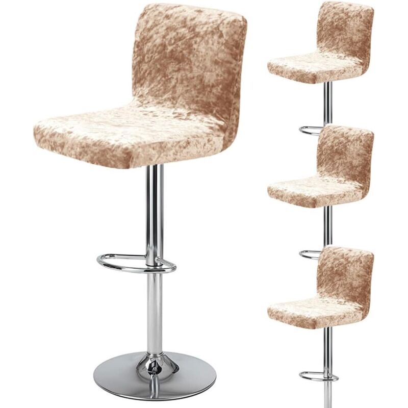 4PCS Housse de Tabouret de Bar avec Dossier Extensible en Velours Couverture de Chaise Haute de Bar Epais Housse de Chaise de Salle à Manger