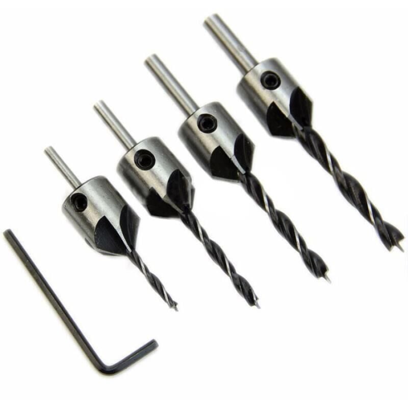 Image of Linghhang - Holzbohrer, Fasenführung, 4-teilig, Bohrer + Schraubenschlüssel