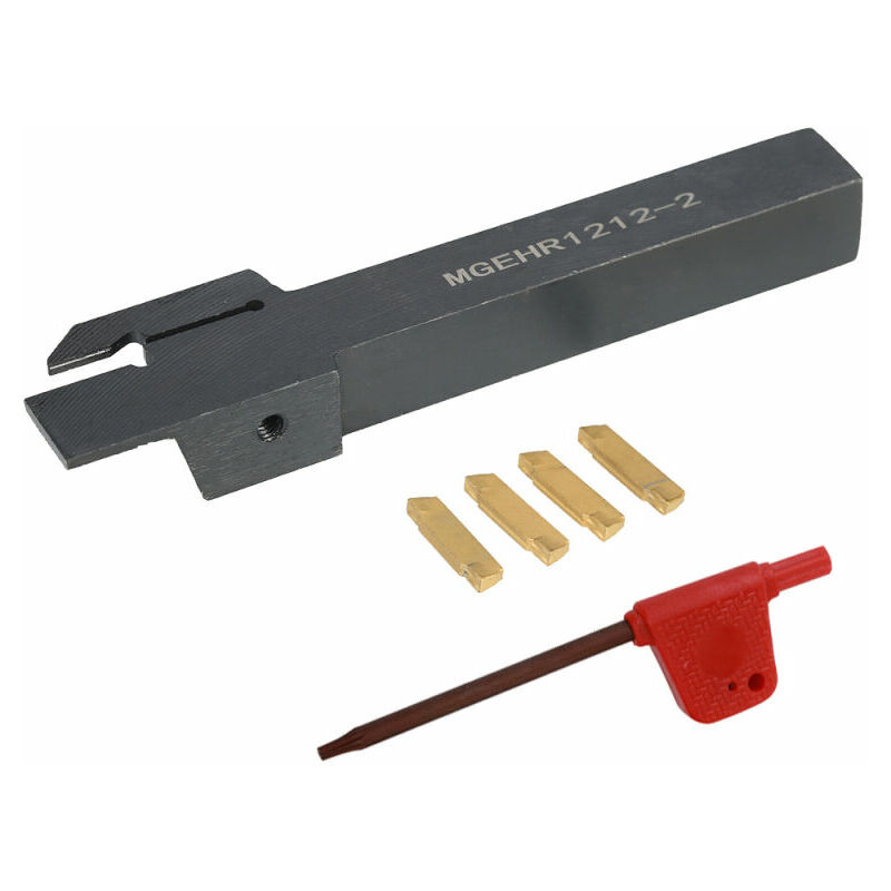 4Pcs Inserts En Carbure + Support 12 100Mm + Cle Tour Outil Rainurage De Tournage