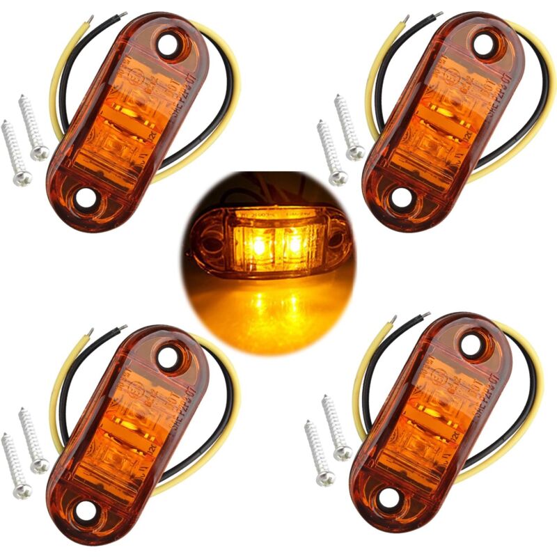 Gotrays - 4pcs ip65 12V/24V led Oval Side Logo Light Front and Rear Position Indicator Lamp Universal for Truck Trailer Van Caravan Lorry Coach,Amber