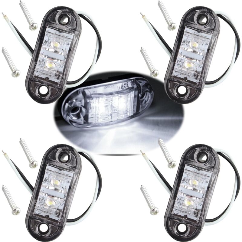 Gotrays - 4pcs IP65 12V/24V led Oval Side Logo Light Front & Rear Position Indicator Lamp Universal for Truck Trailer Van Caravan Lorry Coach,White
