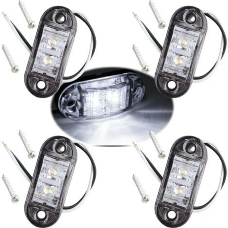 4pcs IP65 12V/24V LED Oval Side Logo Light Front & Rear Position Indicator Lamp Universal for Truck Trailer Van Caravan Lorry Coach,White