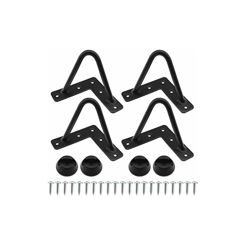 Pied de meuble,Lot de 4 pieds de table en épingle à cheveux de 10,2 cm - 2 tiges - Pieds de meubles avec vis et protections de sol pour banc, bureau,