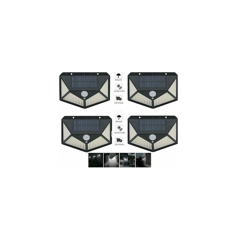 Image of Topolenashop - 4pcs Lampada luce faretto faro esterno energia solare 100 led sensore movimento