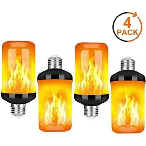 4Pcs Lampes à Flamme LED E27 5W - Ampoule Scintillante à 4 Modes
