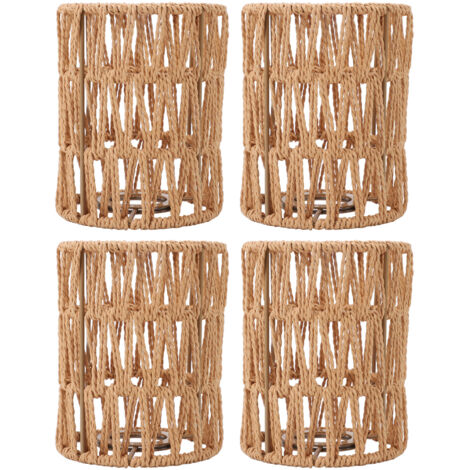 4pcs Lampshade Retro Imitation Rattan Bohemian Style Hand Woven Lamp Shade for Floor Lamps Chandeliers Table Lamps Wall Lamps