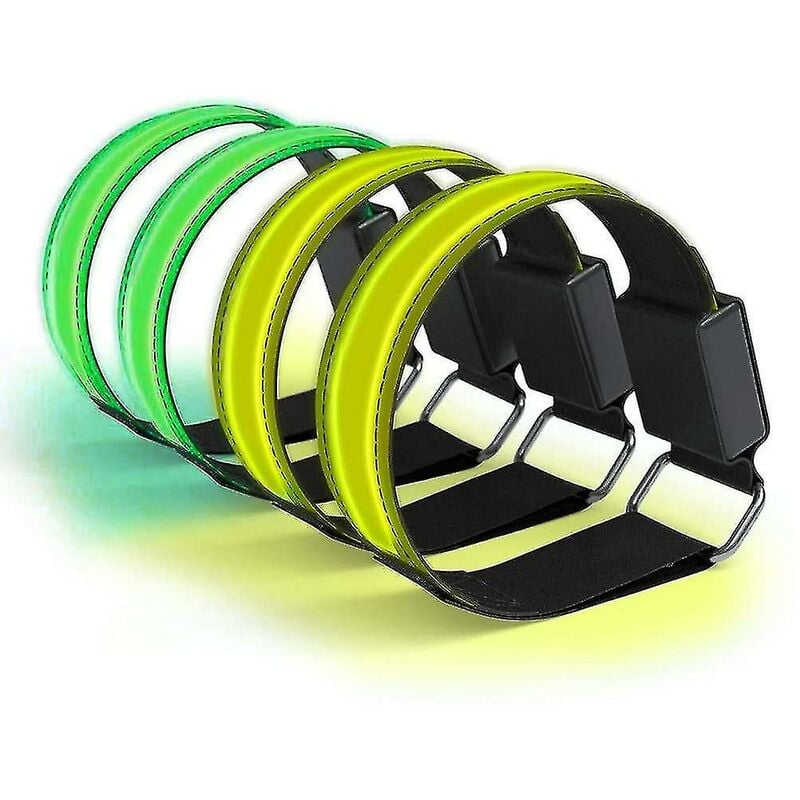 Crea - 4pcs Led Armbands Rechargeable Jogger Light Up Band Reflector Bands Safety Light For Night Outdoor Sports Jogging