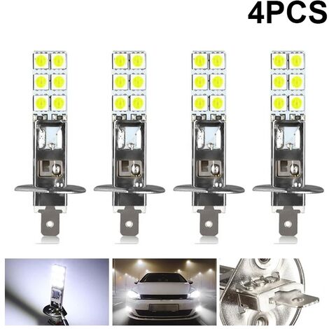 4pcs LED H1 LED 12V 6000K Blanc 55W LED Voiture Brouillard Lampe Conduite  Lumières LED Phare Ampoule