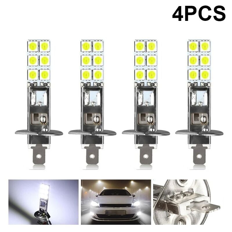 L&h-cfcahl - 4 pièces ampoule H1 led 12V 6000K blanc 12W led feux antibrouillard de voiture 62 x 11 cm