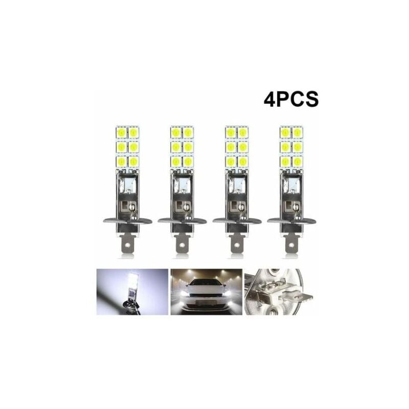 Kcvv - 4pcs led H1 led 12V 6000K White 55W led Car Fog Lamp Driving Lights led Headlight Bulb