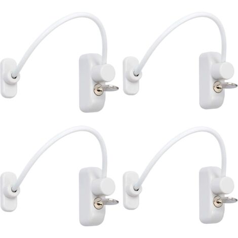 4pcs Lockable Window Door Safety Cable Restrictor with Key 18cm Steel Cables Screws