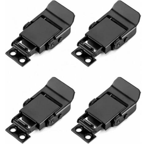 4PCS Loquet à Bascule en Acier Inoxydable, Fermeture à Levier Fermoir à Ressort pour Caisse Boîtes Coffret, Noir