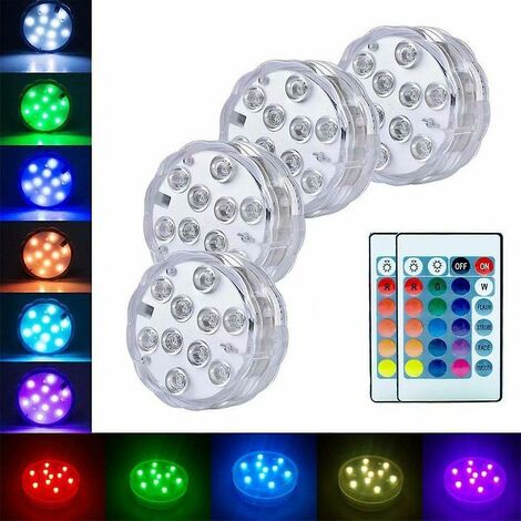 2pcs lumières de bain à remous, lumières de piscine sous-marines LED étanches avec magnétique, lumière de bain spa paresseux, 16 couleurs de lumière, lumières LED de plongée avec télécommande infrarouge pour baignoires de piscine