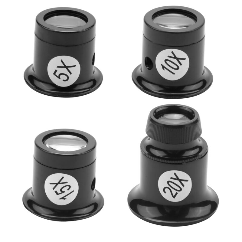 Image of 4PCS Lupe Brillenlupen Set 5X 10X 15X 20X Uhr Reparatur Lupe Lupe für Schmuck