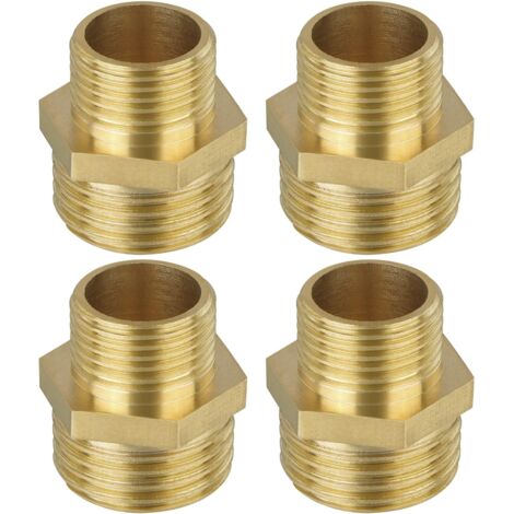 4PCS Mamelon laiton brut réduit double G1/2 3/8, Raccord Male Male, Raccords en Laiton pour Tuyau Douche, Reducteur de Pression Eau, Groupe de Securite Chauffe Eau, Radiateur Eau Chaude